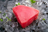 Yellowfin Tuna steak on ice.